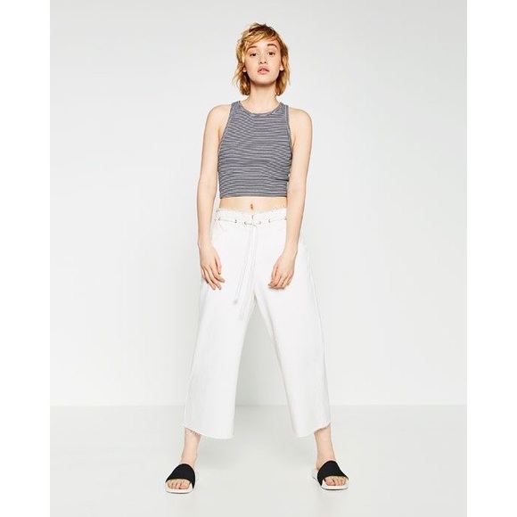 Zara Trf Emma Drawstring Denim Culottes - Picture 12 of 14